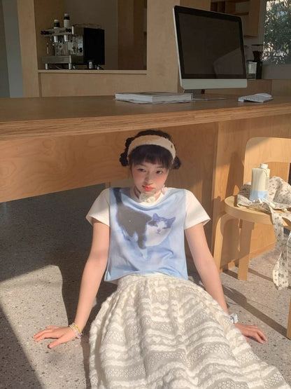 Shoulder Skinny Sweet Cool Girl Short T-Shirt【s0000007710】