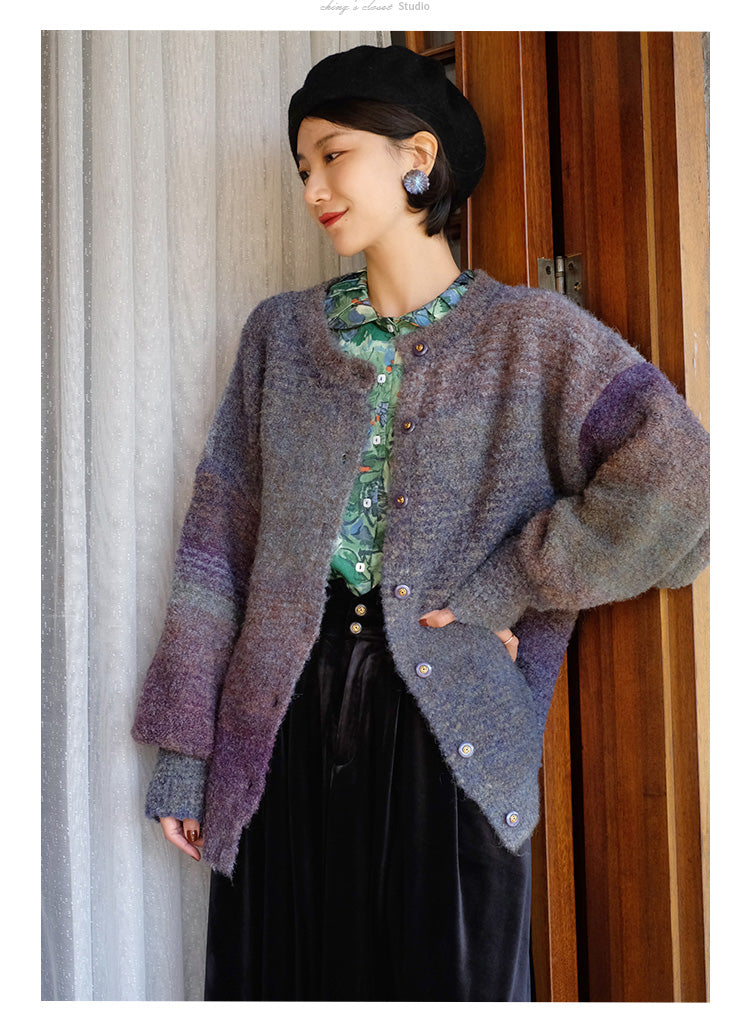 color gradation knit cardigan