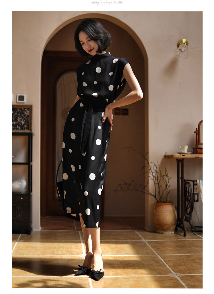 Countess Polka Dot Black Dress