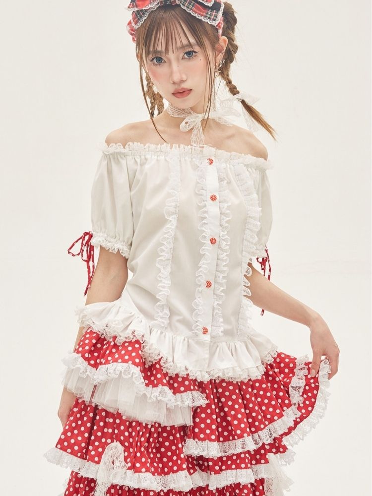 Ruffled Lace Blouse【s0000001876】