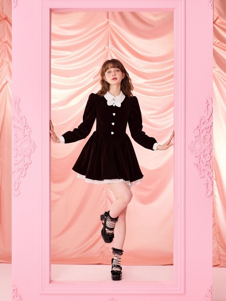 Bubble Sleeve Waist Slim Long Sleeve Dress【s0000006963】