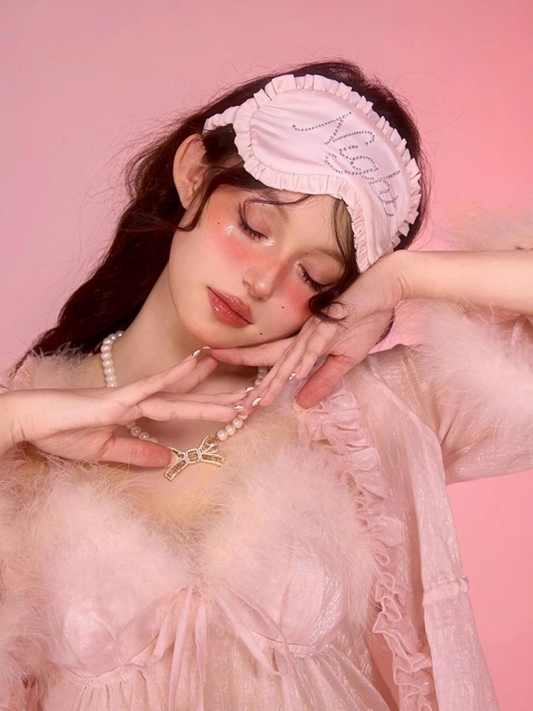 Sexy Pajamas Pink Halter Dress Robe Set【s0000006583】