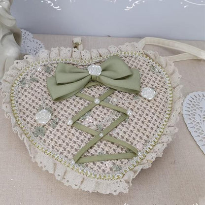 Cocoa Jam - Sweet Lolita Handbag Handmade Woven Heart Shape Crossbody Bag