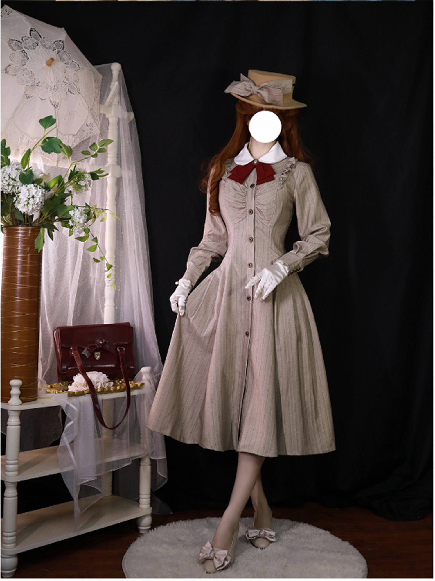 Forest Wardrobe - Winter Lolita Classic Front Open Stripe OP