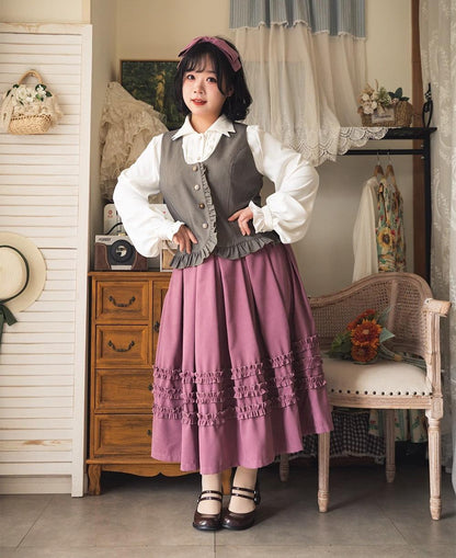 Forest Wardrobe - Forest Basket - Elegant Lolita Skirt Mushroom Edge Skirt Retro Classic