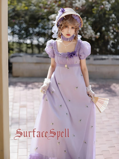 Surface Spell - Spring Rendezvous - Vintage Lolita OP Dress Embroidered Empire Waist Dress