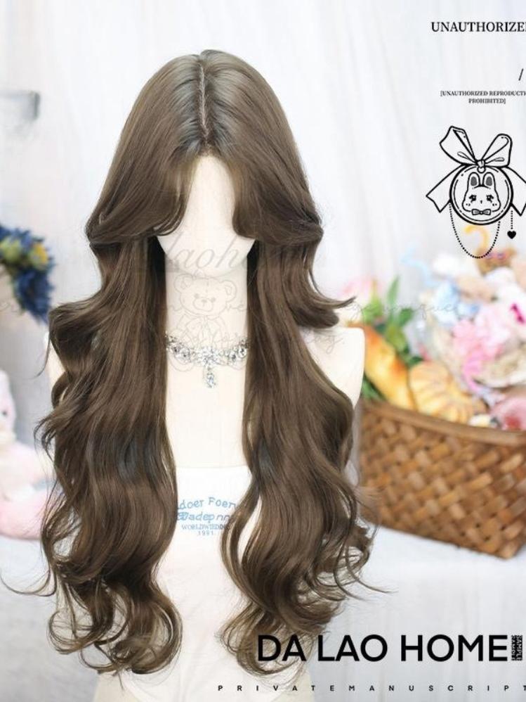 Dalao Home - Flower Season - 70 CM Lolita Wig Long Curls Eight Character Bangs