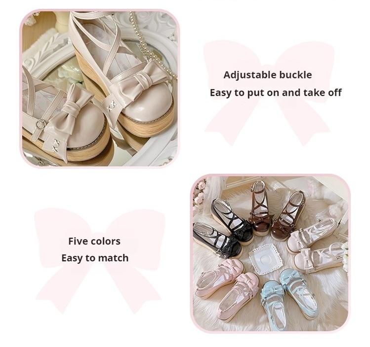SeeYou - Sweet Cake - Sweet Lolita Platform Shoes Wood Grain