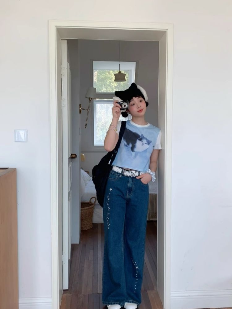 Shoulder Skinny Sweet Cool Girl Short T-Shirt【s0000007710】