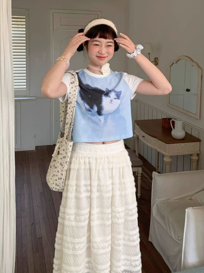 Shoulder Skinny Sweet Cool Girl Short T-Shirt【s0000007710】