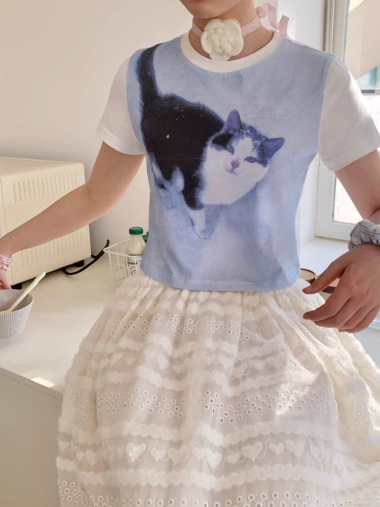 Shoulder Skinny Sweet Cool Girl Short T-Shirt【s0000007710】