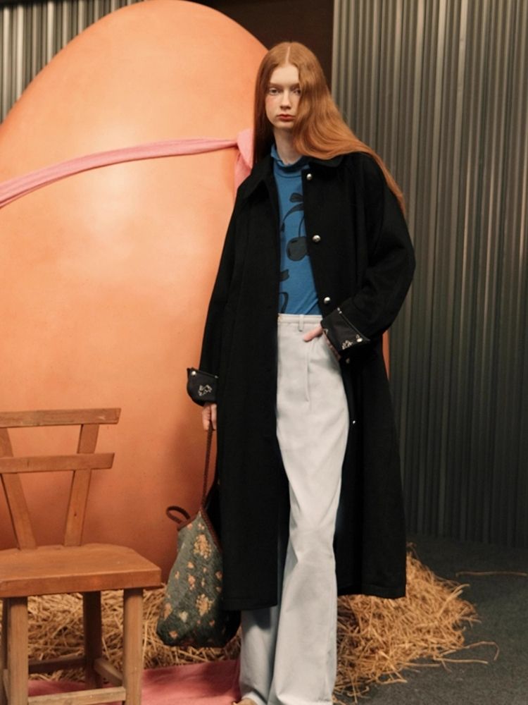 Round ball buckle simple classic Coat【s0000005939】