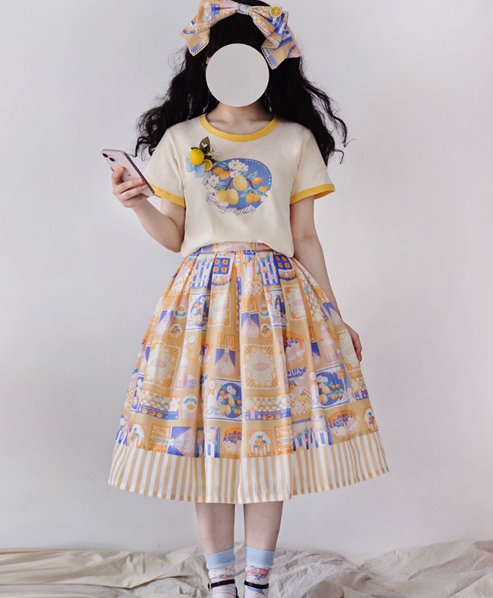 Miss Point - Daisy Lemon - Daily Lolita Lemon Print T-Shirt Customized