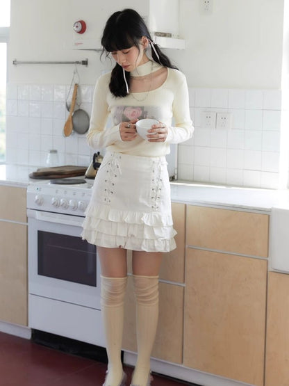 Layers of lace straps ballet style cake skirt【s0000006255】