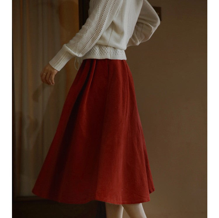 Crimson Lady Corduroy Umbrella Skirt