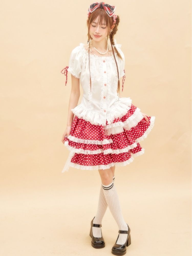 Ruffled Lace Blouse【s0000001876】