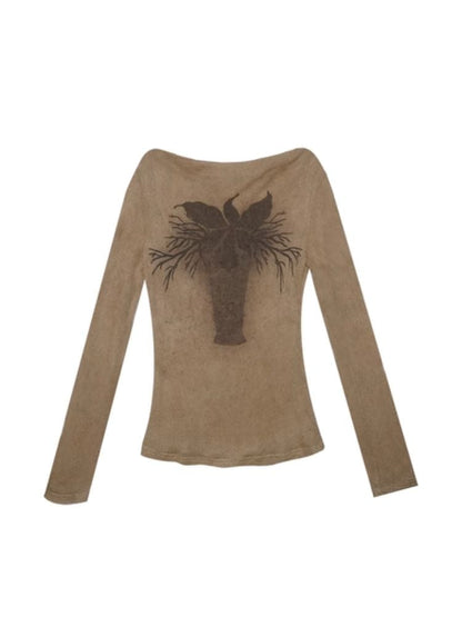 Sheer Knit Strapless Long Sleeve Top【s0000004900】