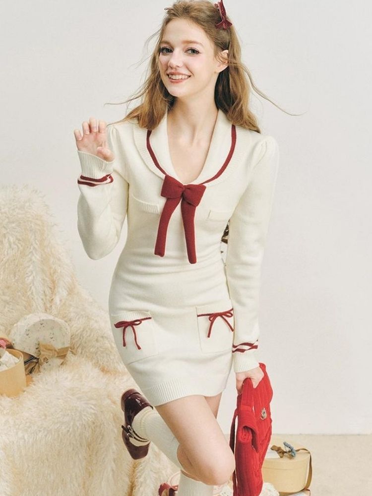 Sailor Knit Dress【s0000004609】