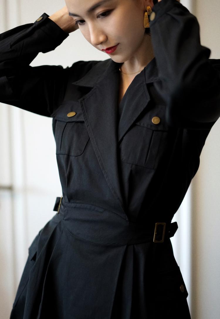 western vintage black trench coat