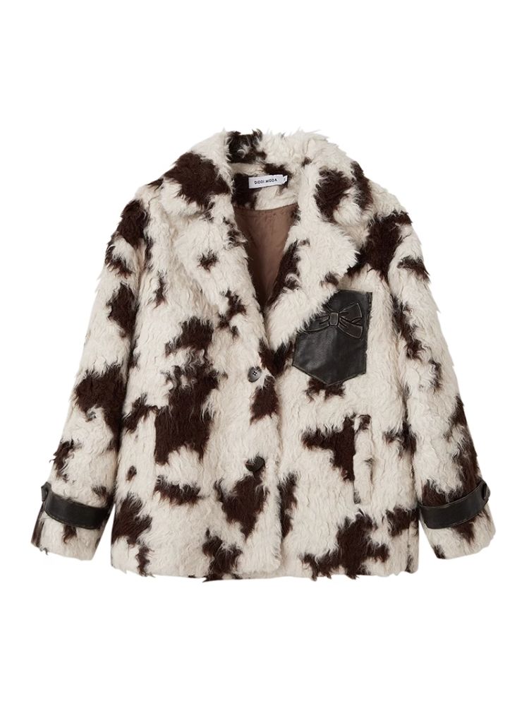 Animal Print Suit Collar Eco Fur Coat【s0000004862】