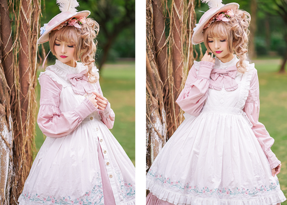 Chess Story - Rosebud Manor Version 2.0 - Vintage Country Lolita Embroidered JSK Smocked Dress