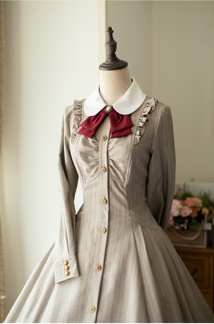 Forest Wardrobe - Winter Lolita Classic Front Open Stripe OP