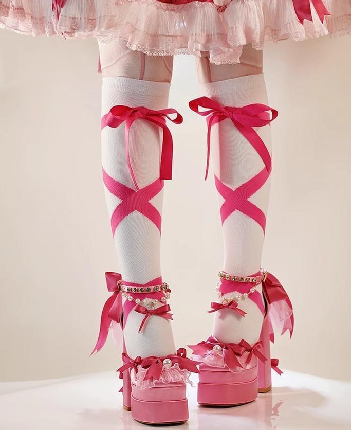 Sky Rabbit - Bowknot Dream - 14 CM Sweet Lolita High Platform Shoes with Chunky Heel