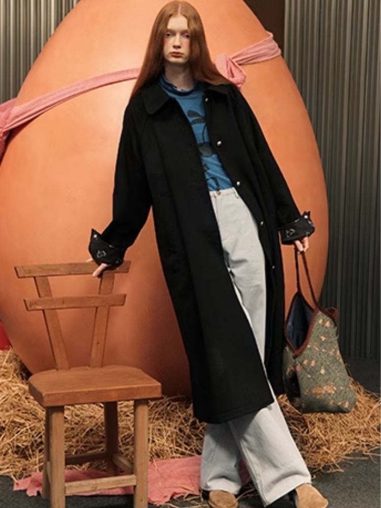 Round ball buckle simple classic Coat【s0000005939】