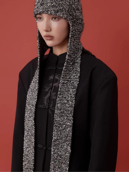 One-piece scarf knit hat【s0000006384】