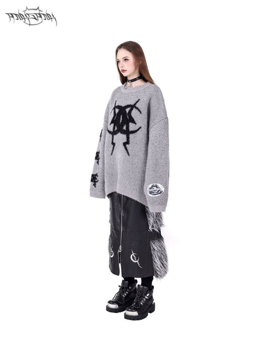 Double zipper black silver Y2K fur skirt【s0000004825】