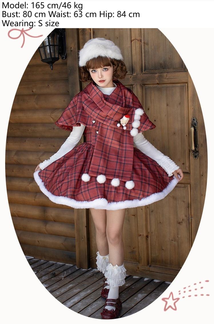 With PUJI - Wish Date - Twins Lolita Fishbone Bust-supporting JSK Winter Scarf-Cape