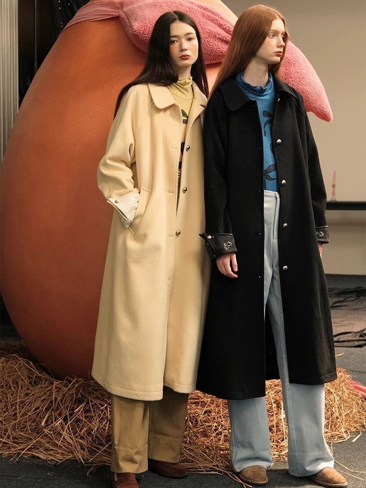 Round ball buckle simple classic Coat【s0000005939】