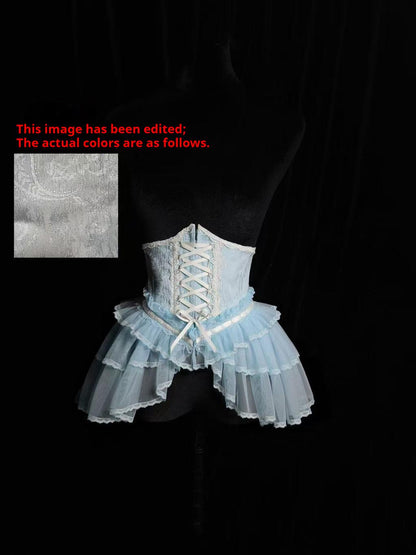 Alice Girl - Cross - Gothic Princess Lolita Corset with Multiple Layers Hem