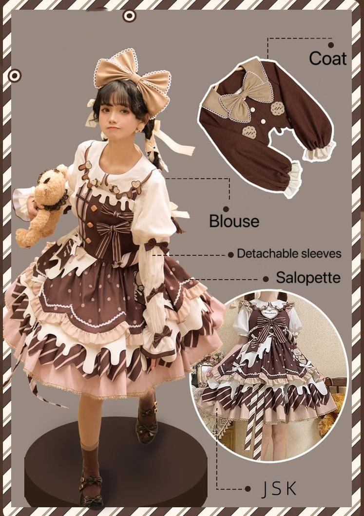 Half Sweet Lolita - Chocolate Milk Pie - Sweet Lolita Jumper Dress Summer Salopette