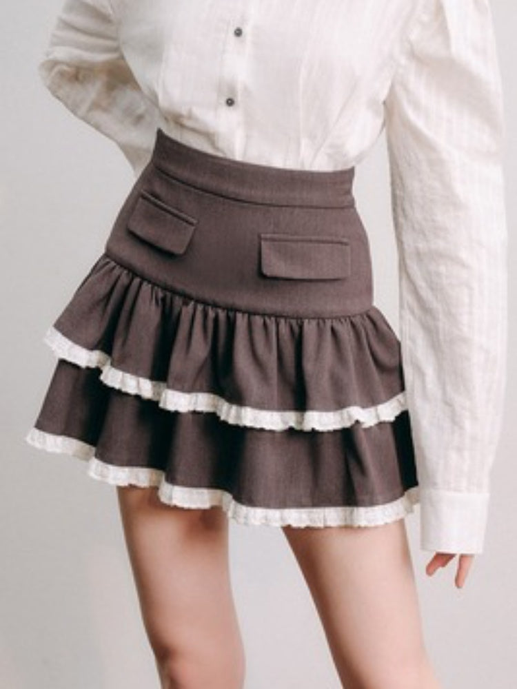 Lace Stitch College Taste Jacket ＆ Puffy Mini Skirt【s0000003853】