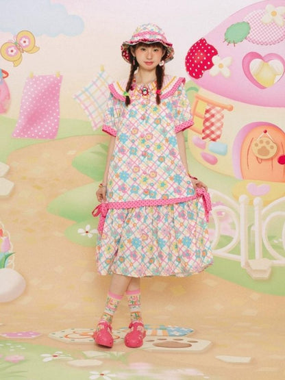 Flower Print Short-sleeved Summer Dress【s0000003092】