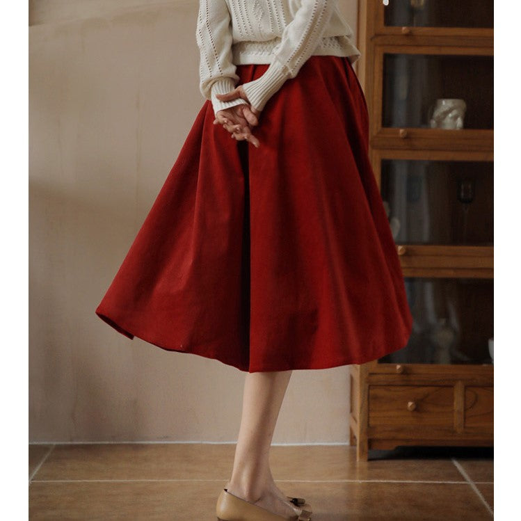 Crimson Lady Corduroy Umbrella Skirt