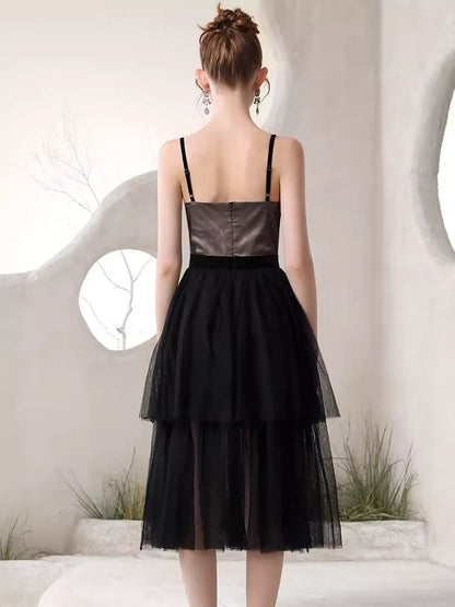 Black Pink Clashing Jacket Niche Design Halter Dresses【s0000006821】