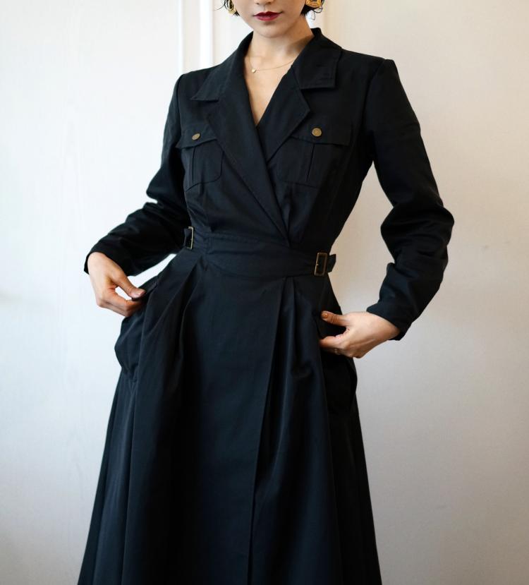 western vintage black trench coat