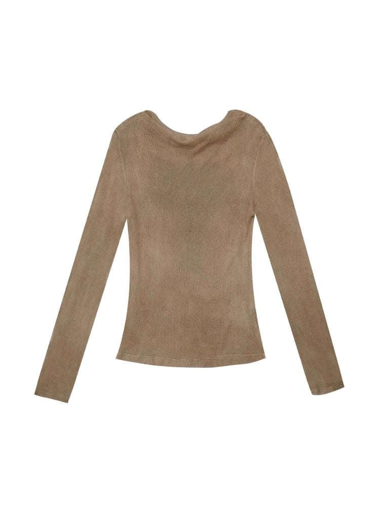 Sheer Knit Strapless Long Sleeve Top【s0000004900】