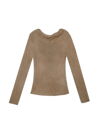 Sheer Knit Strapless Long Sleeve Top【s0000004900】