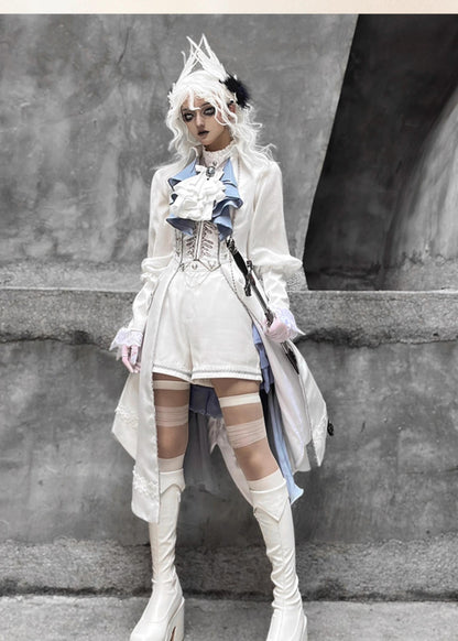 Forest Fluorescent Carps - Crumbling Skeleton - Ouji Lolita Fishbone Embroideried Vest, Prince Pants Suits