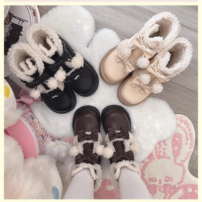 Beauty Bunny - Furry Bear - Winter Cute Lolita Shoes Short Snow Boots