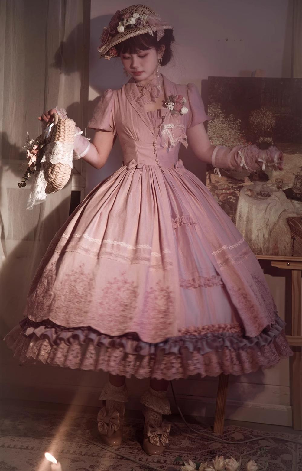 ZJstory - 14-line Poem Set - Classic Lolita Separate Dress Set Tiered Ruffles Skirt