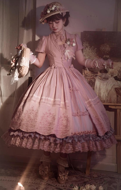 ZJstory - 14-line Poem Set - Classic Lolita Separate Dress Set Tiered Ruffles Skirt