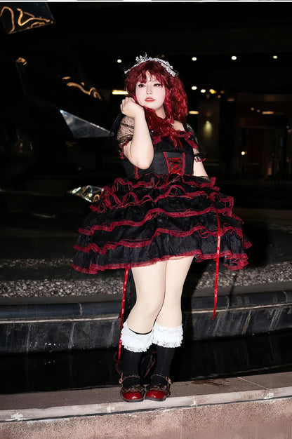Daydream Whisper - Shisan District - Wedding Lolita OP Suit with Angel Demon Wings