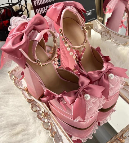 Sky Rabbit - Bowknot Dream - 14 CM Sweet Lolita High Platform Shoes with Chunky Heel