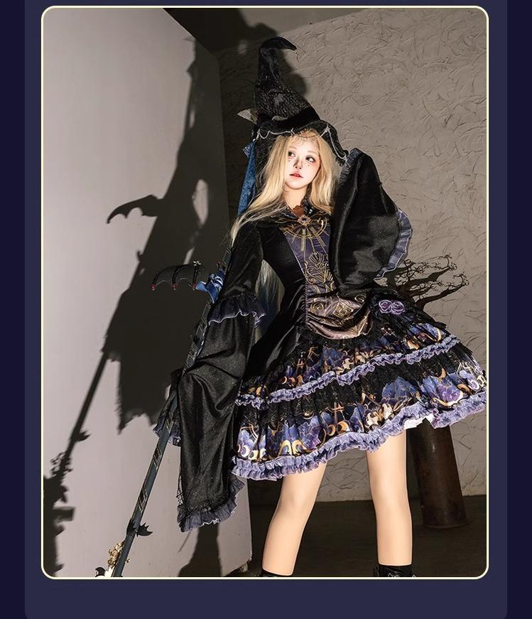 YingLuoFu - Astro Cat - Gothic Lolita OP Suit Witch Lolita Dress and Shawl