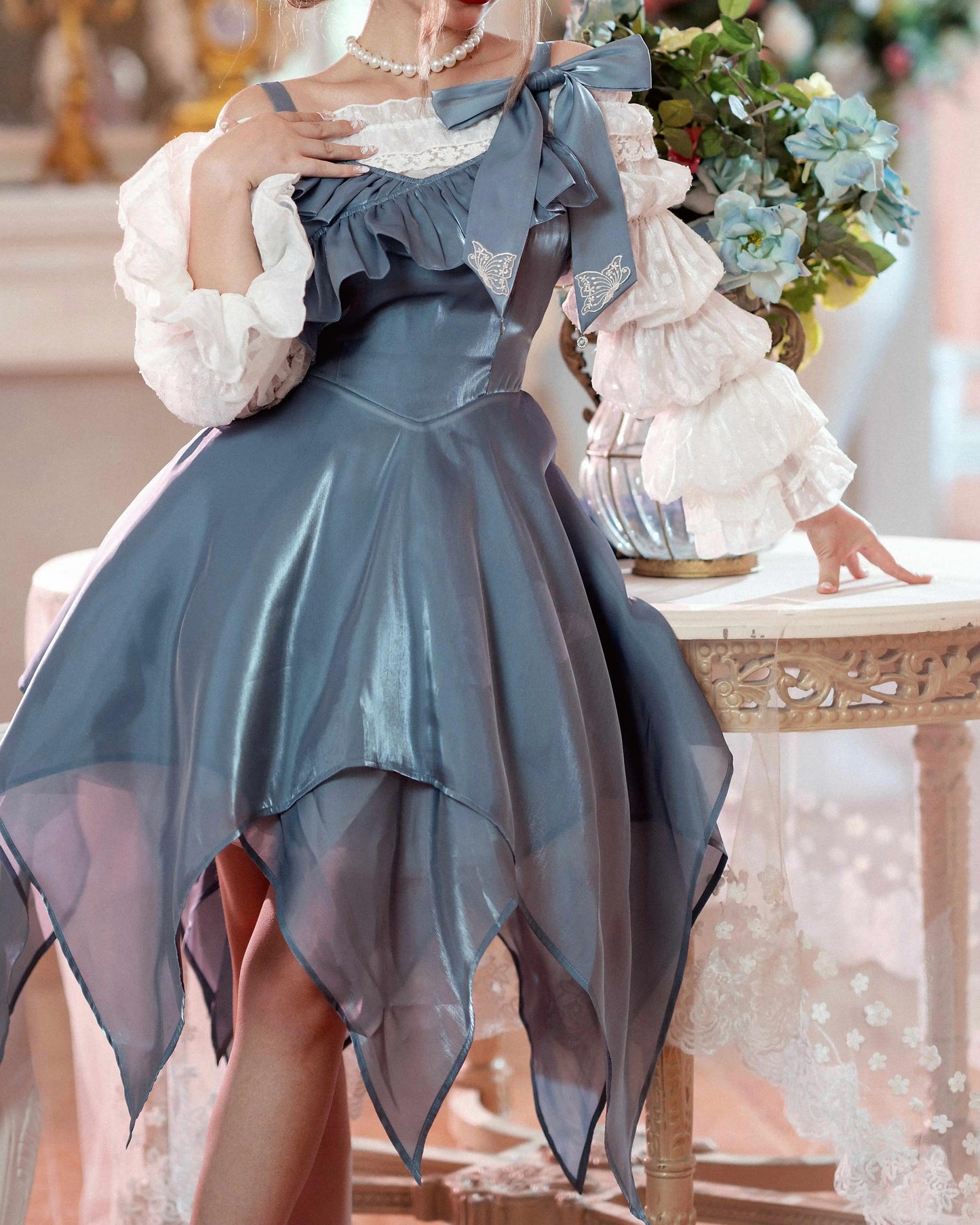 Airfreeing - Wendy - Elegant Lolita Blouse Chiffon Off-Shoulder Virago Sleeve Blouse