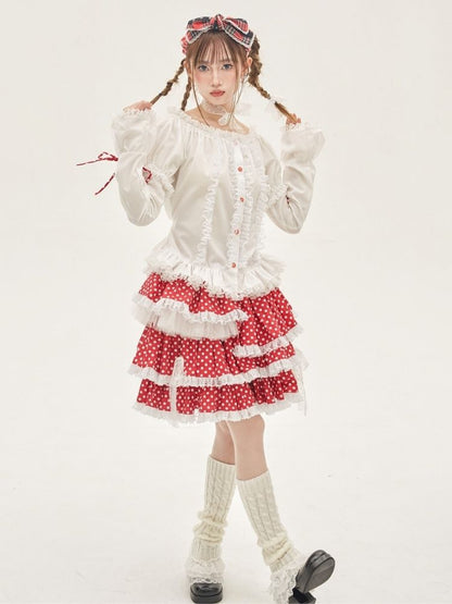 Ruffled Lace Blouse【s0000001876】